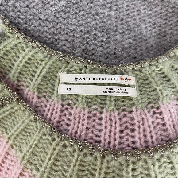 By Anthropologie Colleen Wool Alpaca Blend Colorful Knit Striped Sweater Size XS - Picture 6 of 9